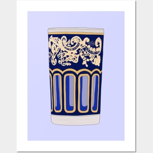 Blue Moroccan Tea Cup - ATAY Cup - Traditional Moroccan Tea Cup Posters and Art